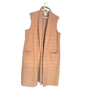 Joie Women's Womens Brown Long Sleeveless Open Front Vest XL